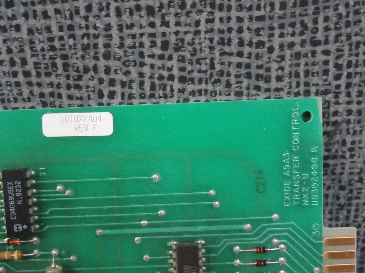 Used EXIDE A5A3 TRANSFER CONTROL MK2-U CARD CIRCUIT BOARD 101072404 REV F 118302408 B