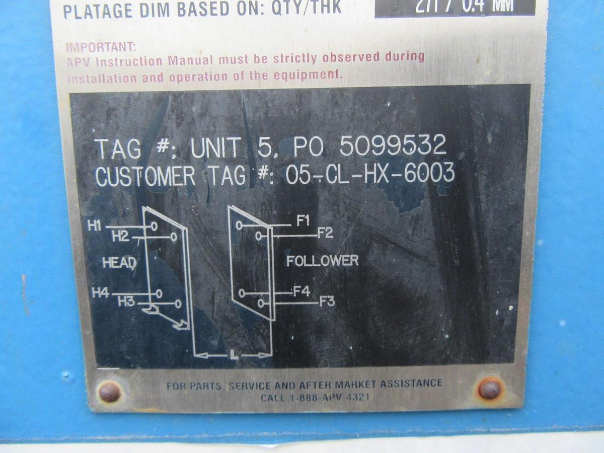 Used 2010 APV PARAFLOW 271 PLATE / FRAME HEAT EXCHANGER B134 M-12 150 PSIG