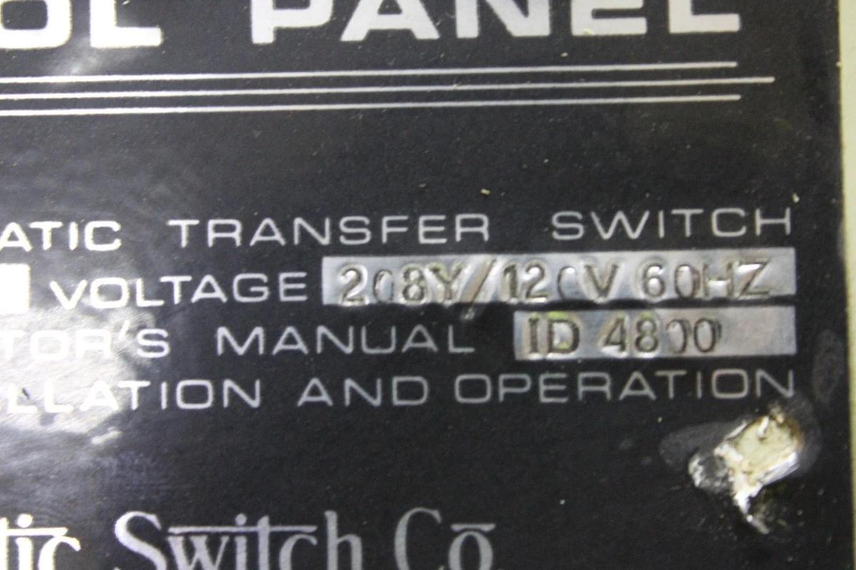 Used ASCO AUTOMATIC TRANSFER SWITCH CONTROL PANEL 945981-3 208/120V 60 HZ ID-4800