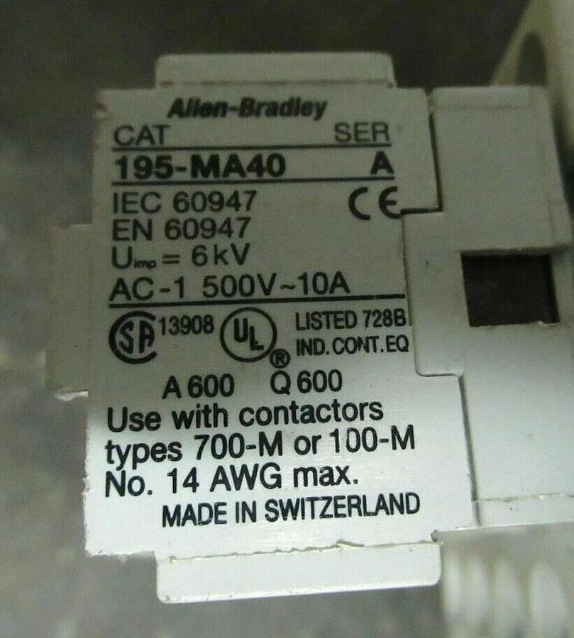 Used 16 AMP ALLEN BRADLEY RELAY 700-M400* 600 VAC 3 POLE **WARRANTY**