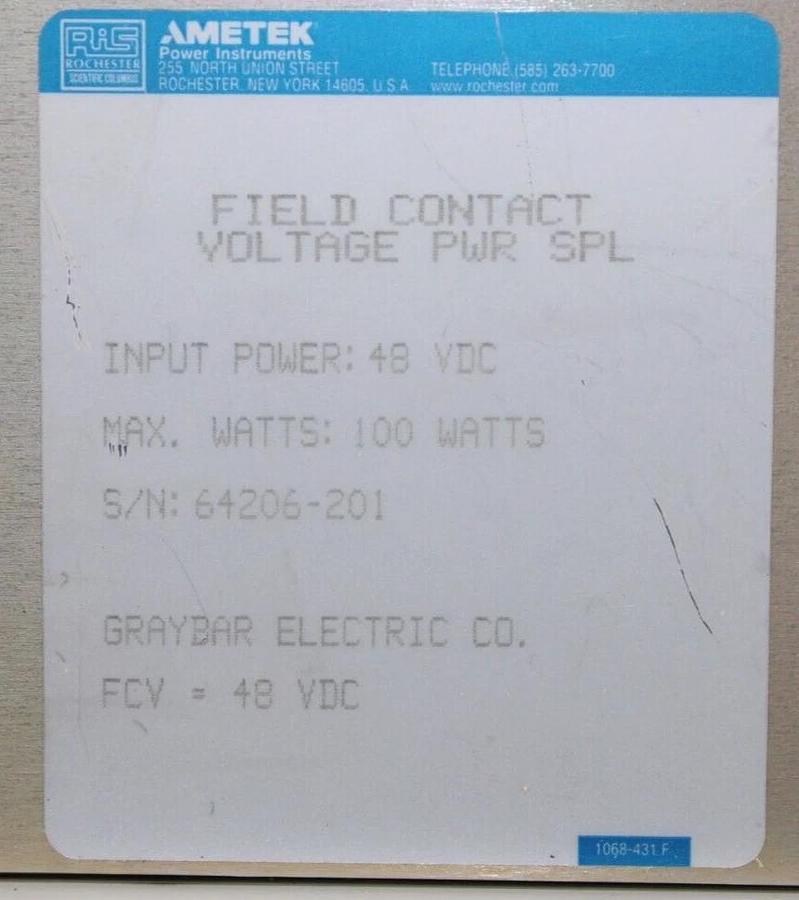 Used RIS FCV POWER SUPPLY ISM-FCV FIELD CONTACT VOLTAGE POWER SUPPLY 48 VDC 100 WATT
