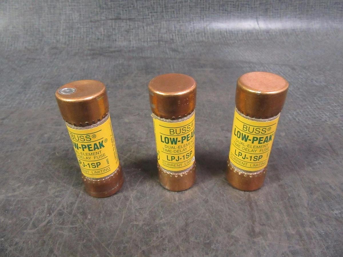 Used LOT OF 10 BUSSMANN LOW-PEAK CLASS J FUSE 1 AMP 600 VAC 300 VDC LPJ-1SP