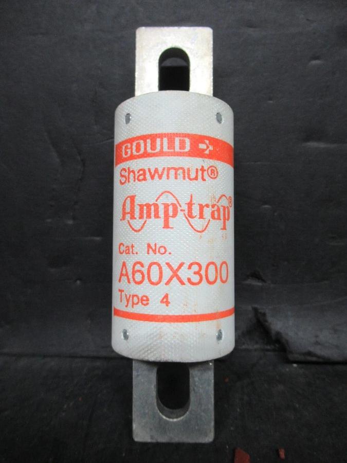 Used GOULD SHAWMUT AMPTRAP FUSE A60X300 TYPE 4 600 VAC 300 AMP FORM 101