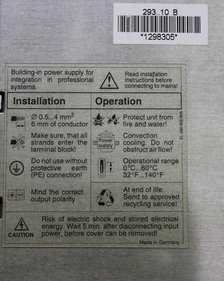 Used SOLA POWER SUPPLY SDN2.5-24-100 24 VDC 2.5 AMP 230 VAC 1.3 AMP *WARRANTY*