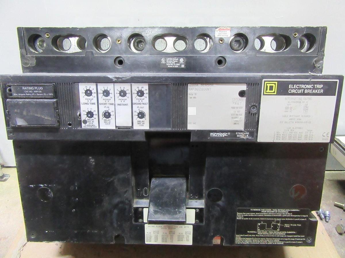 Used SQUARE D CIRCUIT BREAKER NXP361200GMT 1200 AMP 600 VAC 3-POLE W/ ARP100 PLUG