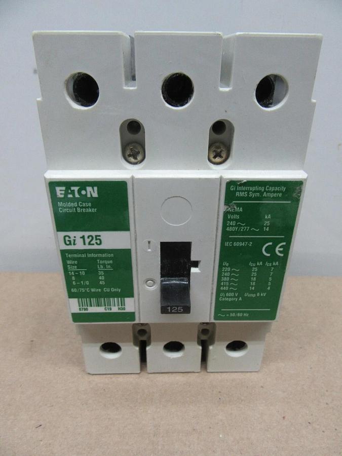 Used CUTLER HAMMER CIRUIT BREAKER GI 125 125 AMP 3-POLE 480/277 VAC **WARRANTY**