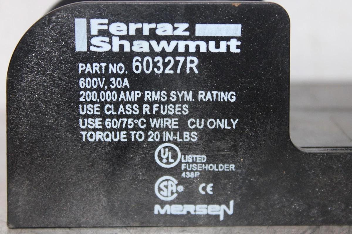 Used FERRAZ SHAWMUT FUSE HOLDER 60327R 2-POLE 600V 30A **WARRANTY**
