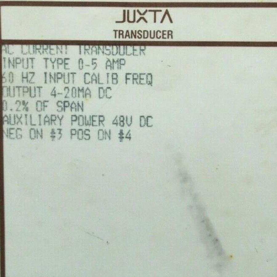 Used YOKOGAWA JUXTA AC CURRENT TRANSDUCER 248921-380-AHD-4 IN: 0-5 AMP OUT: 4-20 MA