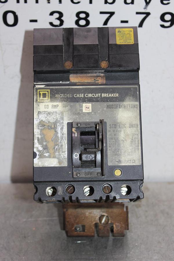 Used SQUARE D I-LINE POWERPACT CIRCUIT BREAKER HDA36060 60 AMP 600 VAC 3-POLE