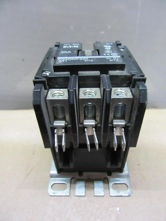Used EATON CONTACTOR C25DNF330 30 AMP 600 VAC 3-POLE 3-PHASE COIL: 110/120 VOLT