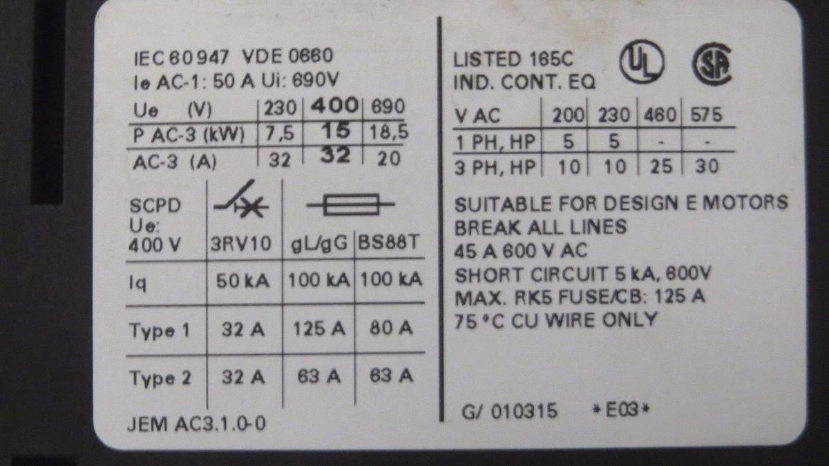 Used SIEMENS SIRIUS 3R CONTACTOR 50 AMP 24 VDC W/ 3RH1921-1HA22 AUX & 3RT1034-1B..4