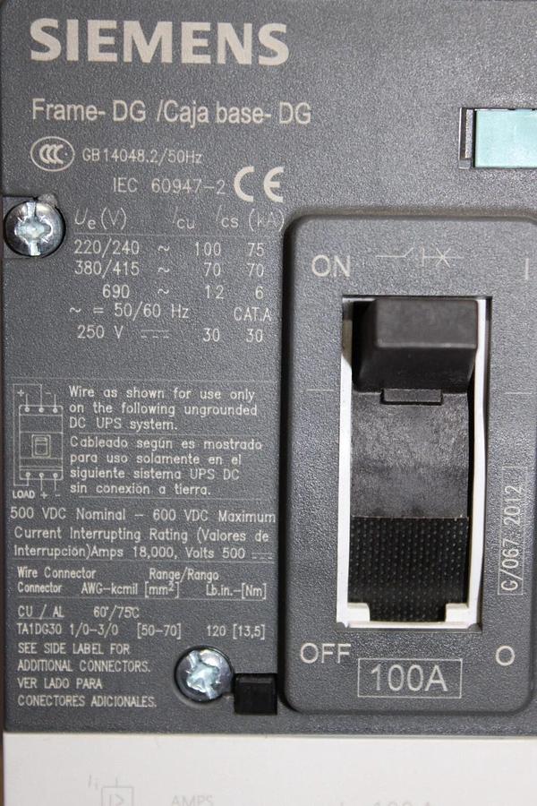 Used SIEMENS CIRCUIT BREAKER HDX3B100 100 AMP 3-POLE 600 VAC **WARRANTY**