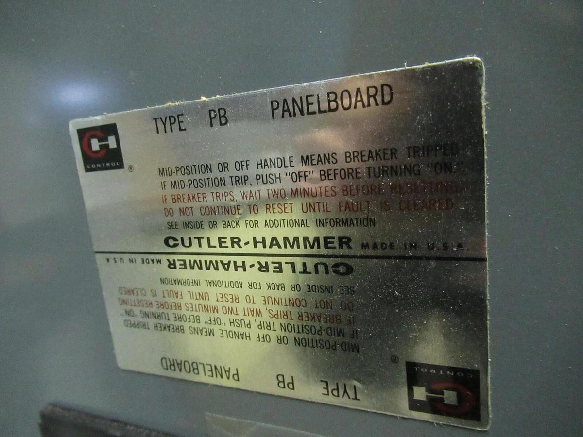 Used CUTLER HAMMER MLO SERVICE PANELBOARD 225 AMP NEMA TYPE 1 42-SLOT 120/240 VAC