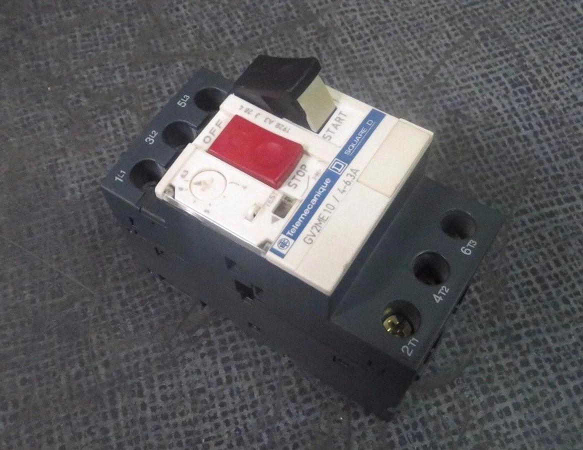 Used TELEMECANIQUE CONTACTOR MANUAL MOTOR START 4-6.3 AMP 600V  MODEL: GV2-ME10