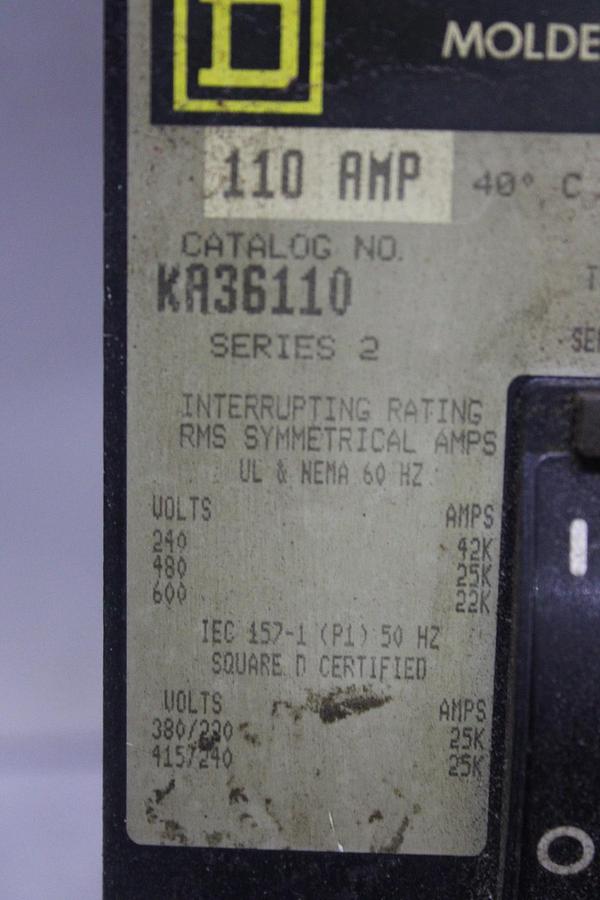 Used SQUARE D I-LINE CIRCUIT BREAKER FA36020 20 AMP 600 VAC 3-POLE