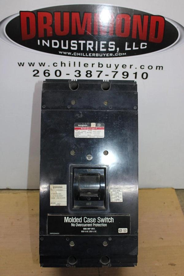 Used CUTLER HAMMER MOLDED CASE SWITCH NB31200N 1200 AMP 3-POLE 600 VAC