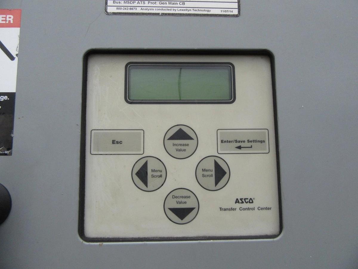 Used 1000 AMP ASCO AUTOMATIC TRANSFER SWITCH 7000 SERIES 480 V ATS BYPASS ISOLTION