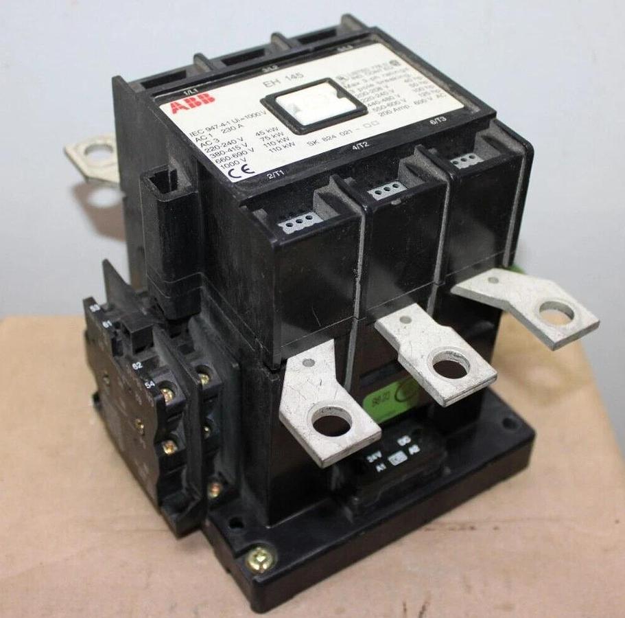 Used ABB CONTACTOR EH-145 600 VAC 3-POLE 200 AMP 125 HP COIL: 24VDC