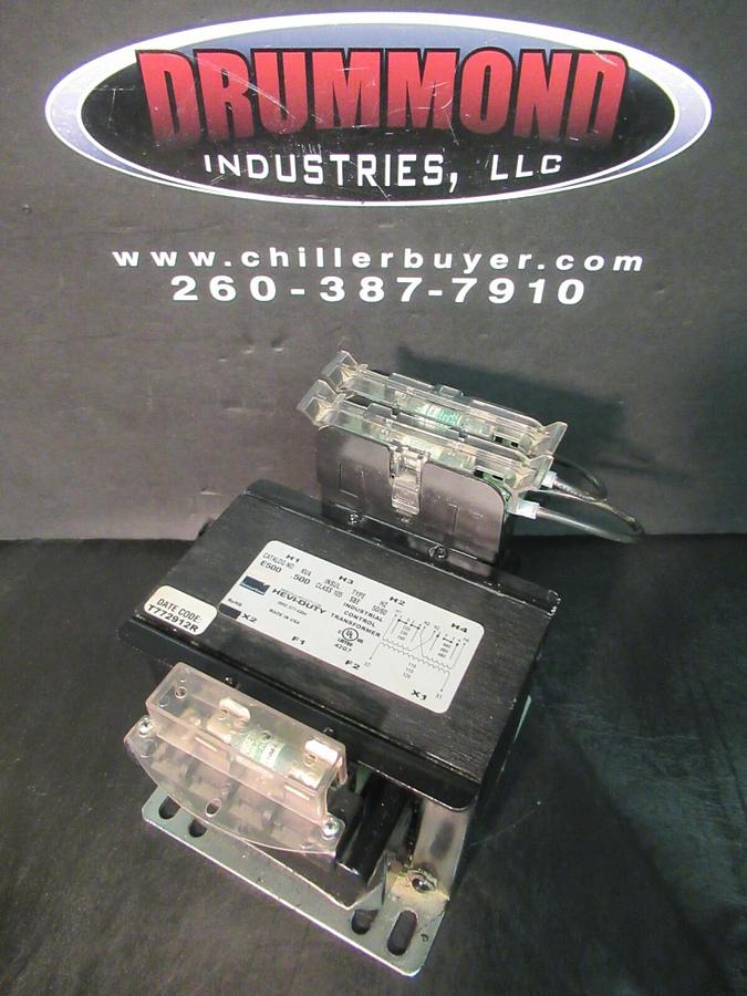 Used GENERAL SIGNAL HEVI-DUTY TRANSFORMER E500 0.5 KVA 240/480 VAC 60 HZ