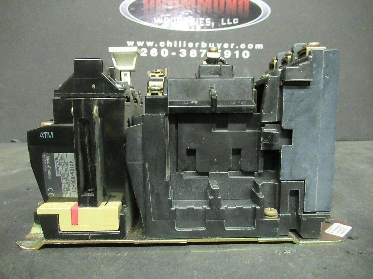 Used ALLEN BRADLEY STARTER 509-A0D SER. B 600 VAC 5 HP @ 460 VAC 3 PH 18 AMP SIZE 0