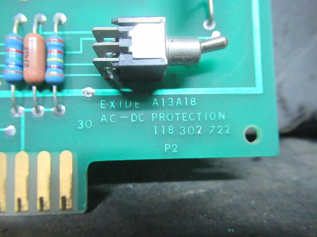 Used EXIDE A13A18 AC-DC PROTECTION CIRCUIT BOARD 101072909 REV. R6 118302723 REV. P2