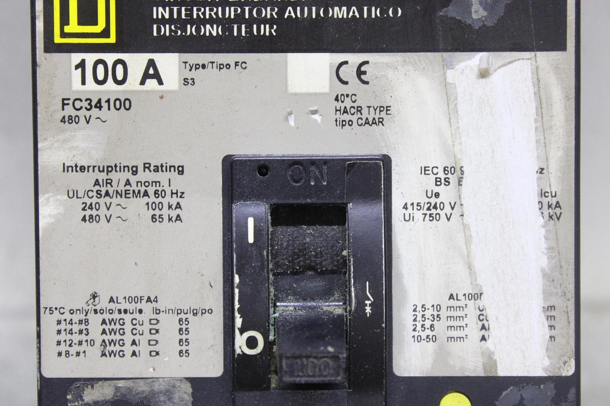 Used SQUARE D I-LINE CIRCUIT BREAKER FA34070 SERIES 2 70 AMP 480 VAC 3-POLE