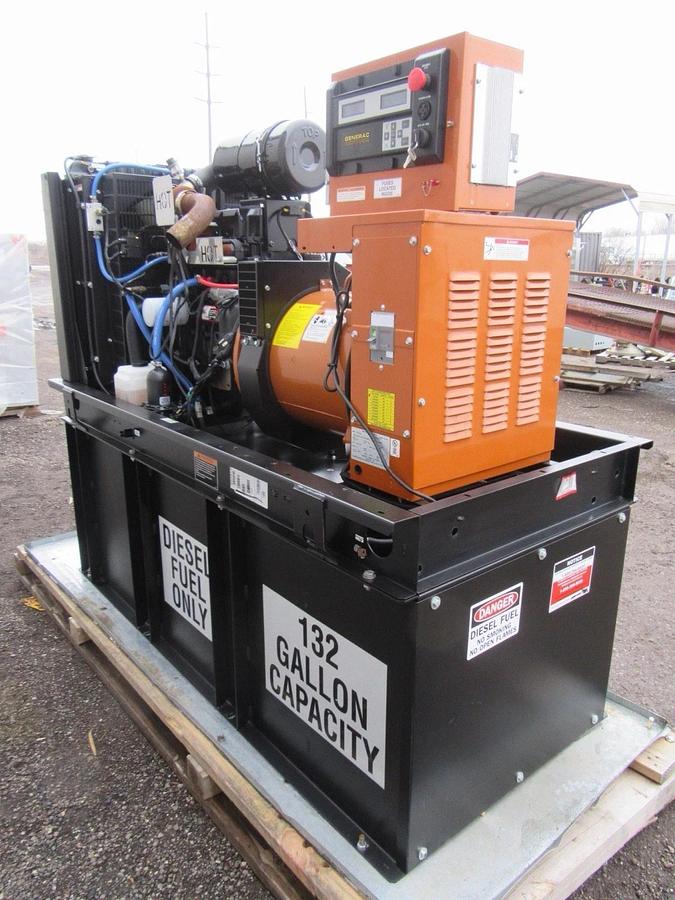 Used 30 KW DIESEL GENERATOR GENERAC 120/240 VOLT SINGLE PHASE 519 HOURS VIDEO WE SHIP
