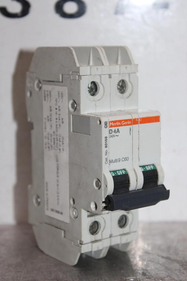 Used MERLIN GERIN MULTI9 CIRCUIT BREAKER C60N D6A 440 VAC 6 AMP 2-POLE