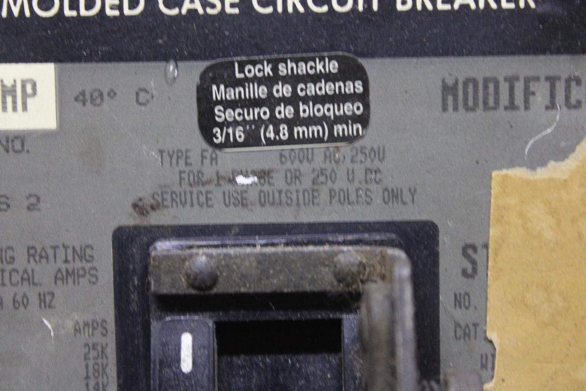 Used SQUARE D I-LINE CIRCUIT BREAKER FH26020AB 20 AMP 600 VAC 2-POLE