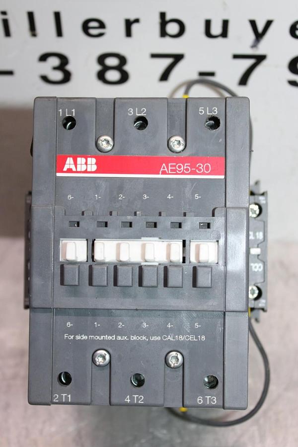 Used ABB CONTACTOR AE95-30 125 AMP 600 VOLT 3-POLE 3-PHASE 75 HP COIL: 48 VDC