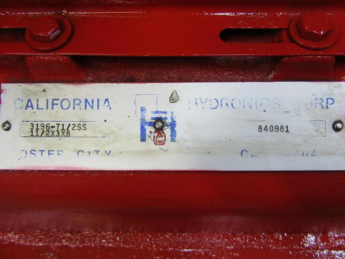 Used 25 HP STERLING PEERLESS 1.5" X 3" CENTRIFUGAL WATER PUMP 316SS 225 GPM 8" IMP