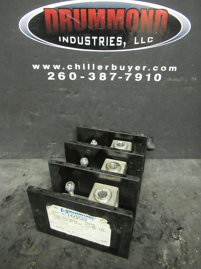 Used MARATHON 1443569 DISTRIBUTION LUG SET 380 AMP 500 MCM - 1/4-20 STUD 600 V 3 PH