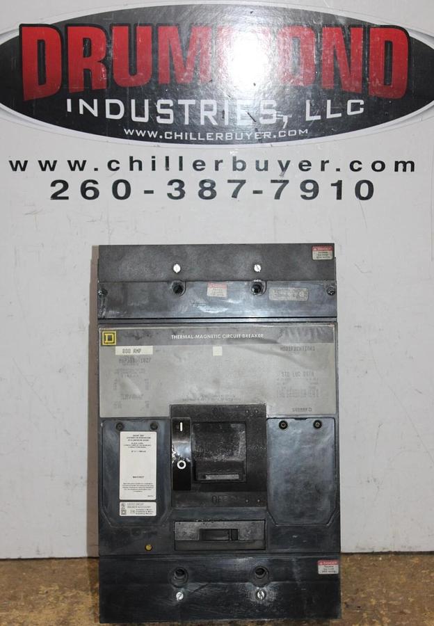 Used SQUARE D CIRCUIT BREAKER MAP368001027 600 VOLT 3-POLE 800 AMP W/ SHUNT TRIP