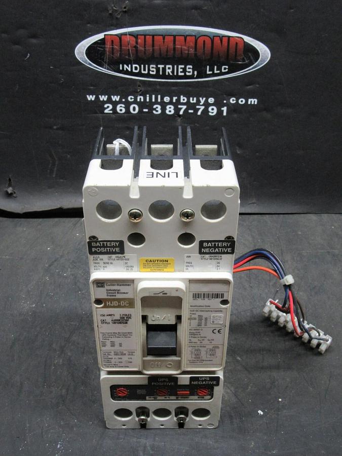 Used CUTLER HAMMER DC CIRCUIT BREAKER HJDD3250F 225 AMP TRIP 250 AMP FRAME 600 VDC