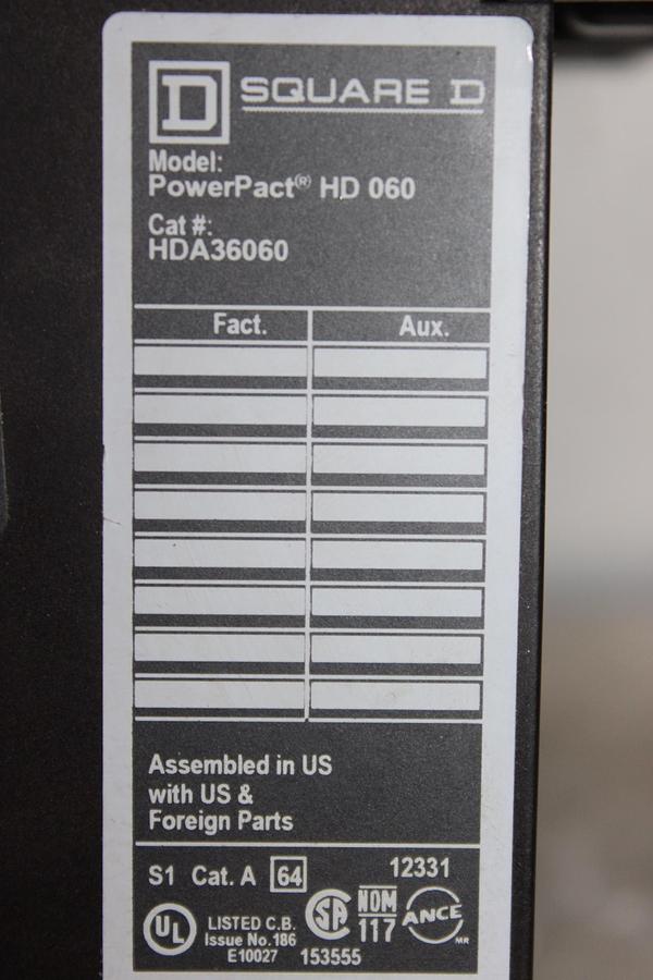 Used SQUARE D I-LINE CIRCUIT BREAKER FA34060 60 AMP 480 VOLT 3-POLE