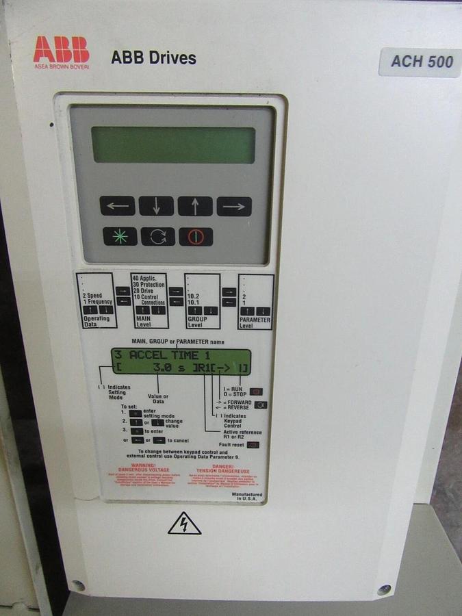 Used ABB VARIABLE SPEED DRIVE H5010154N0P2BAFT00 480 VAC 15 HP 3-PHASE ACH-500
