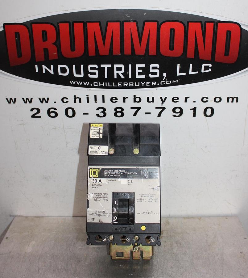 Used SQUARE D I-LINE CIRCUIT BREAKER FA34030 30 AMP 480 VOLT 3-POLE