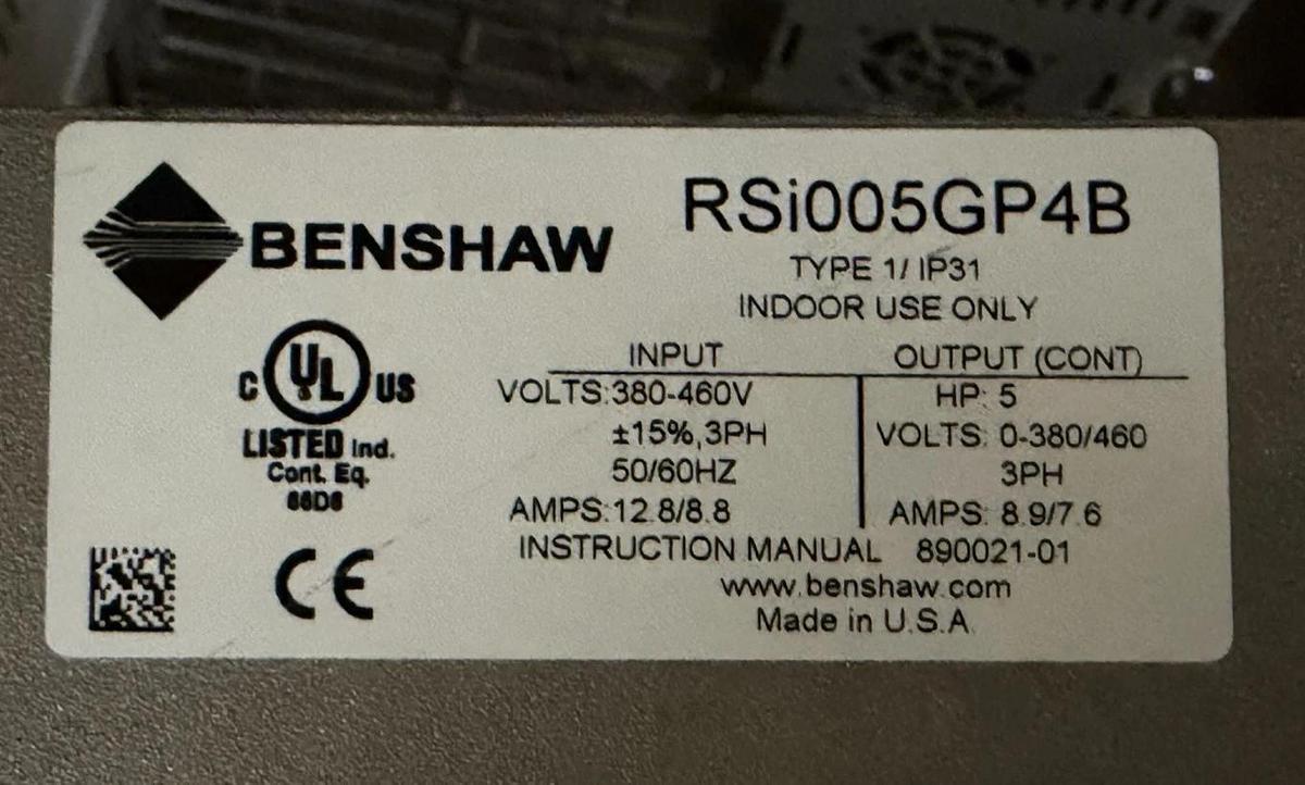 Used BENSHAW RSI VARIABLE SPEED DRIVE RSI005GP4B GP U-DRIVE 460 VOLT 12.8 AMP 5 HP