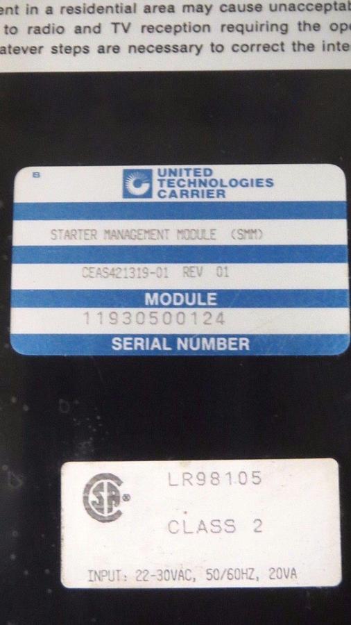 Used CARRIER STARTER MANAGEMENT MODULE (SMM) CESO121319-01 CEAS421319-01 REV 01