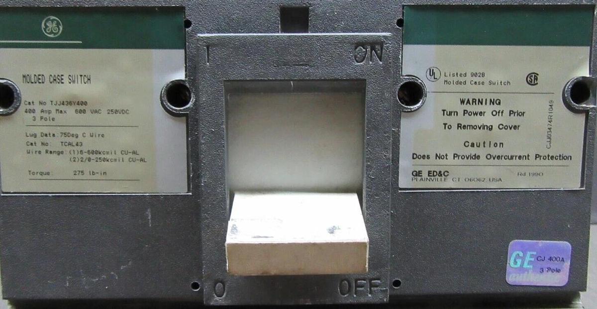 Used GE MOLDED CASE SWITCH TJJ436400 400 AMP 600 VAC 3-POLE **WARRANTY INCLUDED**