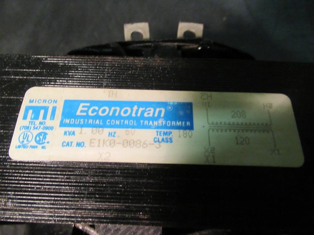 Used CUTLER HAMMER ECONTRAN CONTROL TRANSFORMER 42-3000-31 E1K0-0086-3 1 KVA 120 VAC