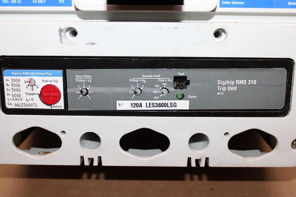 Used CUTLER HAMMER CIRCUIT BREAKER LD3600F 600 AMP 3-POLE 600 VAC LD-35K