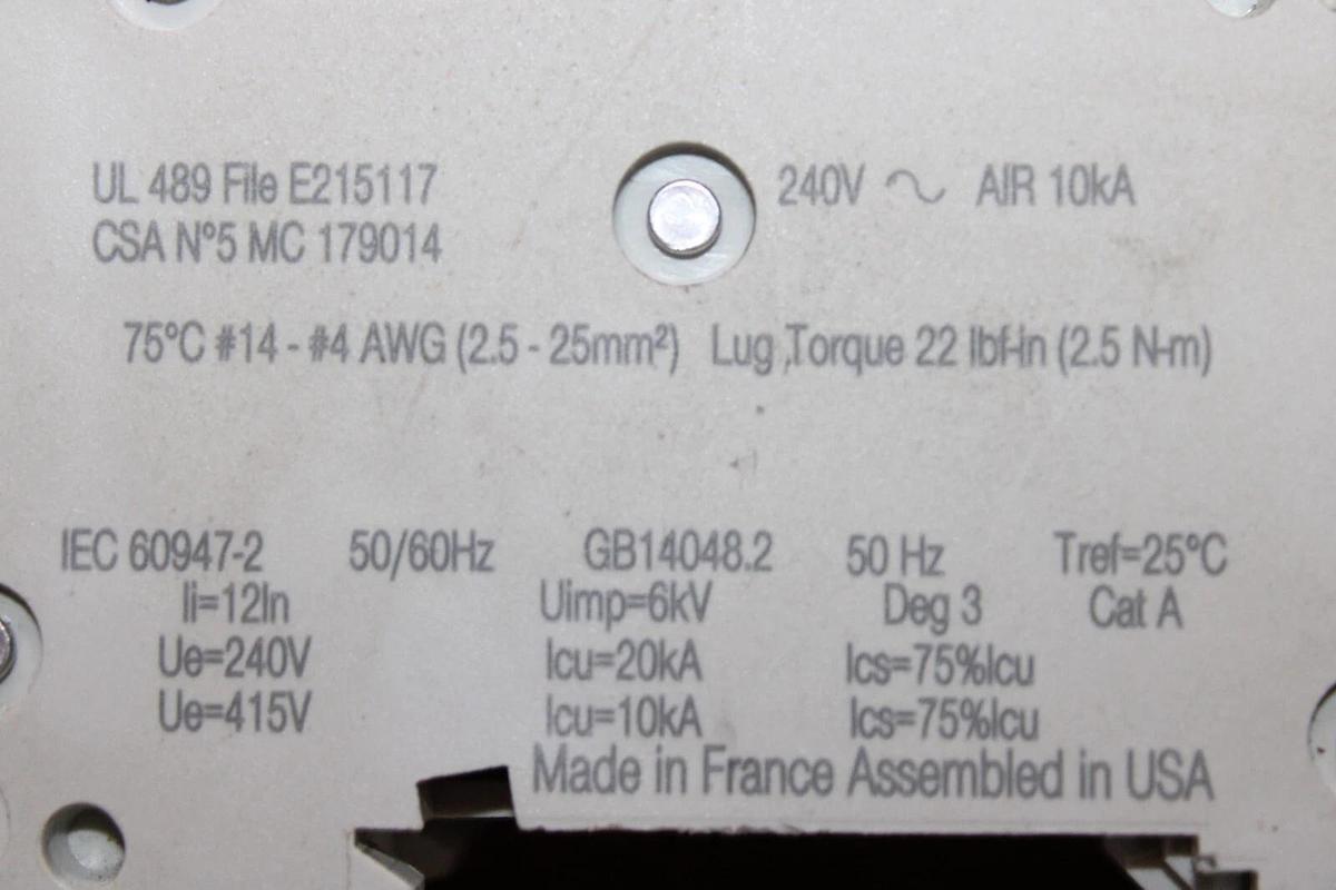 Used SCHNEIDER CIRCUIT BREAKER C60-13A 13 AMP 240 VAC 2-POLE **WARRANTY**