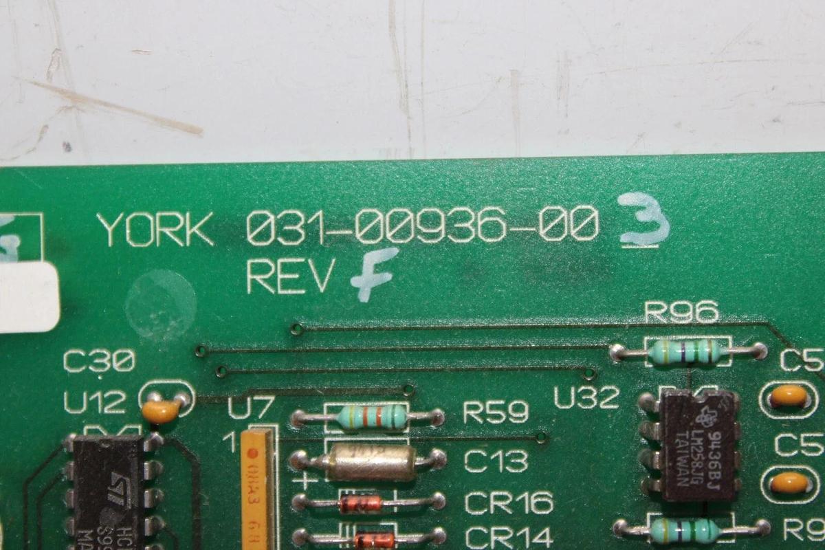 Used YORK LOGIC CONTROL CIRCUIT BOARD 031-00936-003 REV. F **WARRANTY INCLUDED**