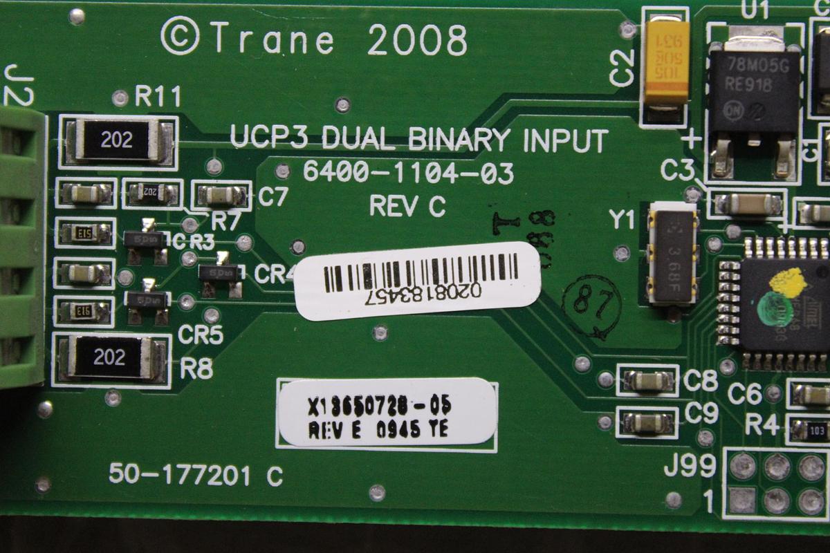 Used TRANE UCP3 DUAL BINARY INPUT CIRCUIT BOARD # 6400-1104-03 REV C ; X13650728-05 E