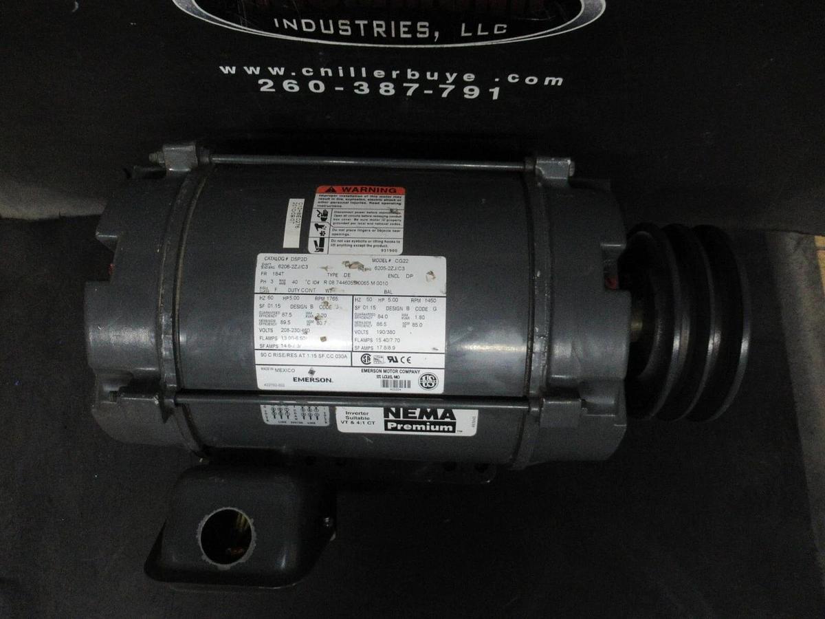 Used EMERSON 182T MOTOR D5P2D 5 HP ENCL. DP 1765 RPM 3-PHASE 460 VOLT 1.15 SF