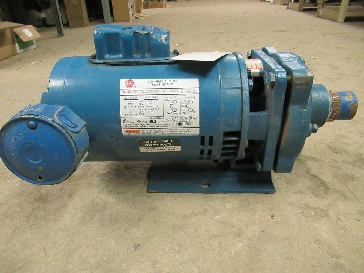 Used BURKS CIRCULATION PUMP 15G5 15G5-1-1/4 1.5 HP 115/208-230 VOLTS 3450 RPM EU1502