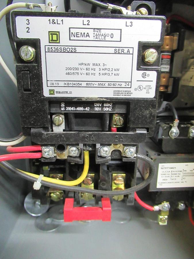 Used SQUARE D COMBINATION STARTER 8538SBG33C81CFF4P1TX11 TYPE 1 30 AMP 600 VAC 5 HP
