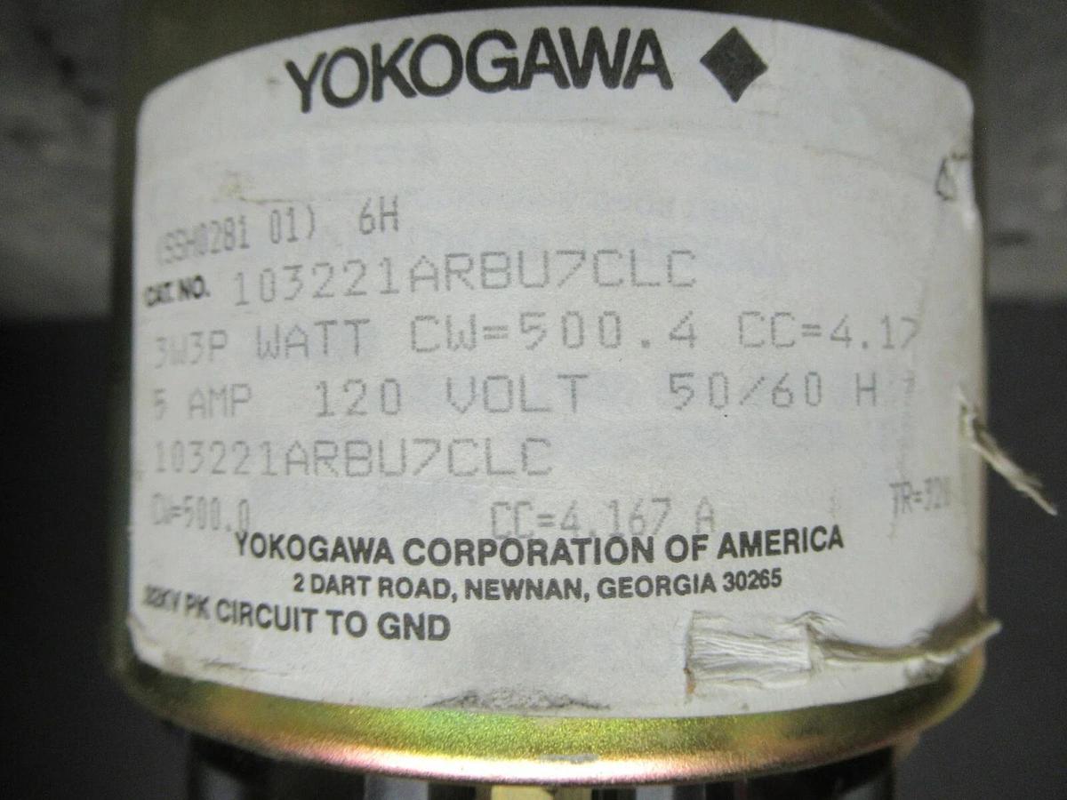 Used YOKOGAWA 103221ARBU7CLC KILOWATTS METER 103221 3 PH 3 WIRE 5 AMP 120 V 500.4 CW