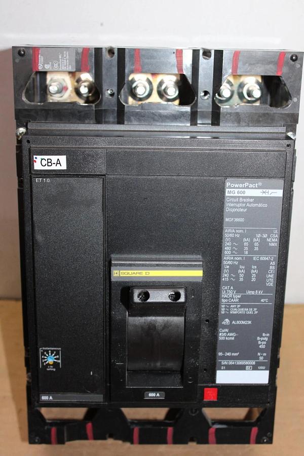 Used SQUARE D POWERPACT BREAKER MGF36600 600 AMP 3-POLE 600 VAC **WARRANTY**